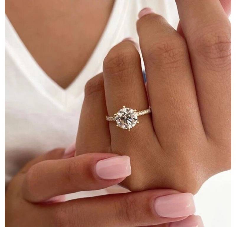 ROUGEMONT Fingerring Funkelnder Moissanit Verlobungsring Ehering 925 Silber Weißgold von ROUGEMONT