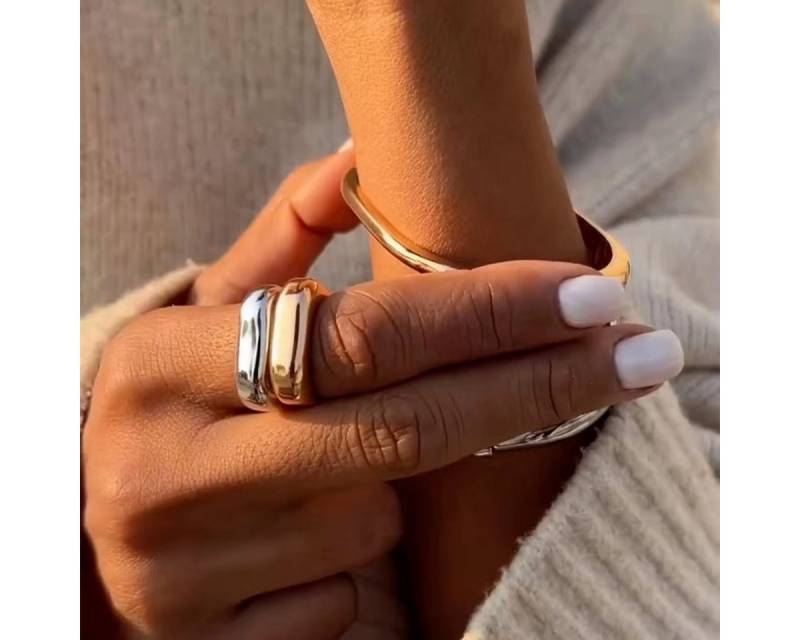 ROUGEMONT Fingerring Damen Ring Edelstahl 18K Gold Hypoallergen Wasserfest Gr.7, Wasserfest von ROUGEMONT