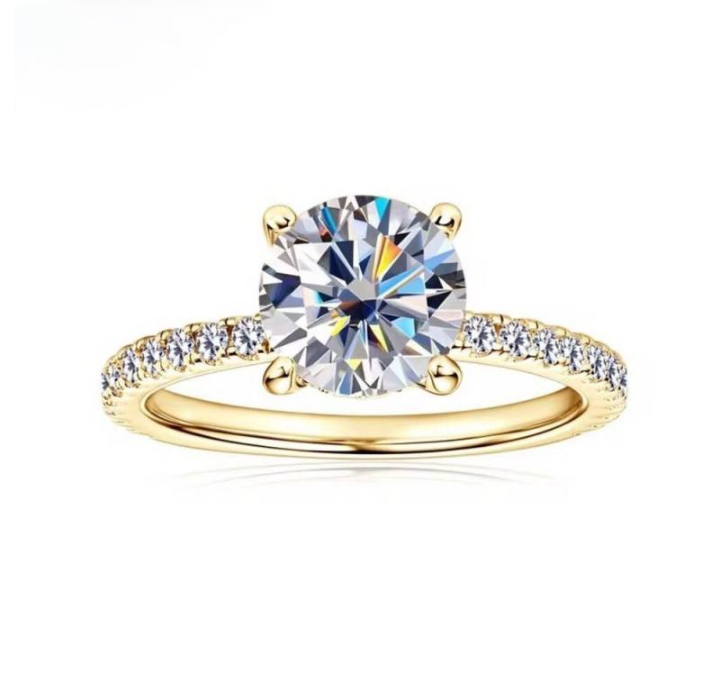 ROUGEMONT Fingerring Funkelnder Damen Moissanit Verlobungsring mit Zertifikat 7mm 1,2ct, Echtschmuck von ROUGEMONT