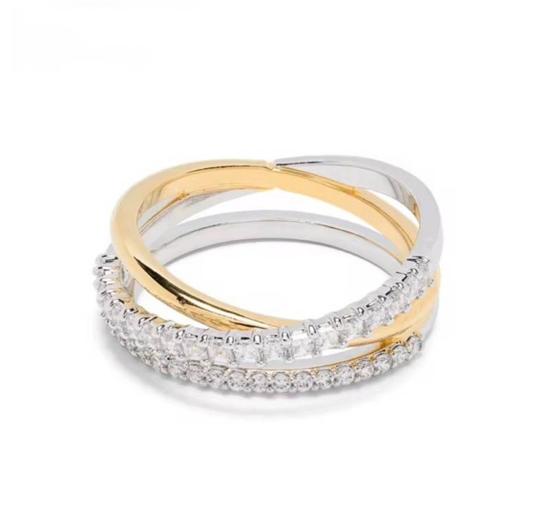 ROUGEMONT Fingerring Moderner Ring Bicolor Design 925 Sterling Silber Princess cut von ROUGEMONT