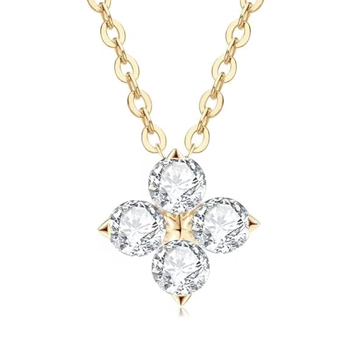 ROUGEMONT Funkelnde Kleeblatt Moissanit Diamant Halskette, 925 Sterling Silber, 18K Gold/Weißgold 45cm Kette, 4 Diamanten, Geschenkverpackung ROUGEMONT Funkelnde Kleeblatt Moissanit Diamant Halskette, 925 Sterling Silber, 18K Gold/Weißgold 45cm Kette, 4 Diamanten, Geschenkverpackung von ROUGEMONT