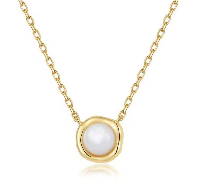 ROUGEMONT Kette mit Anhänger Damen Perlmutt Anhänger Halskette aus 925 Silber Gold Vermeil 45cm von ROUGEMONT