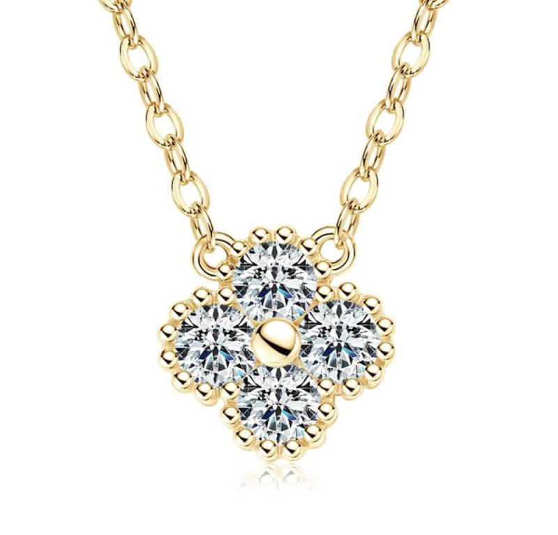 ROUGEMONT Kette mit Anhänger Exquisite Moissanit Kleeblatt Halskette im Trend Design, Echtschmuck mit Echtheitszertifikat von ROUGEMONT