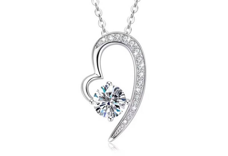 ROUGEMONT Kette mit Anhänger Extravagante Damen Moissanit Herz Halskette mit Echtheitszertifikat, Echtschmuck mit Echtheitszertifikat von ROUGEMONT