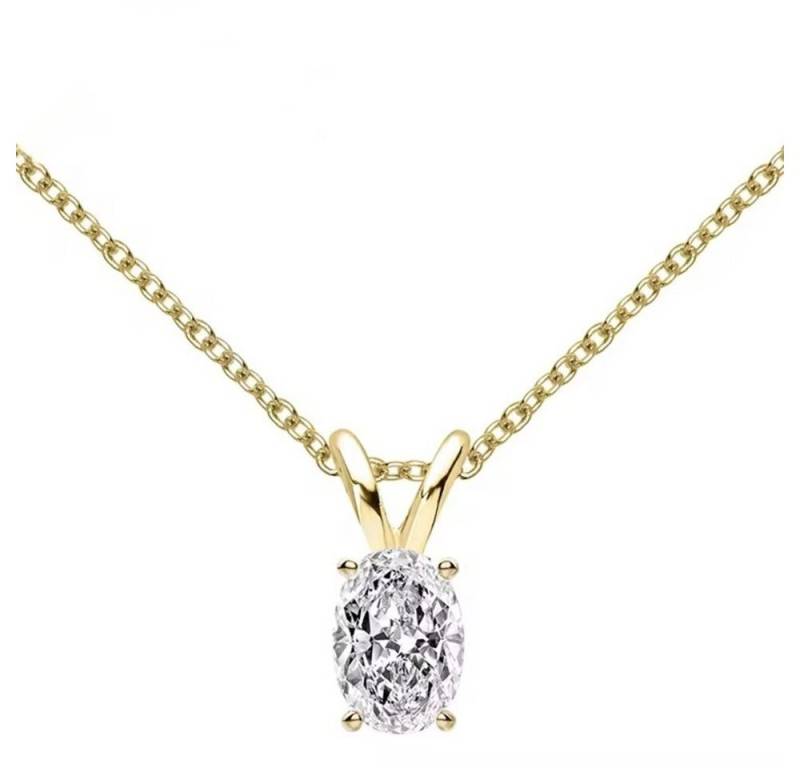 ROUGEMONT Kette mit Anhänger Extravagante Moissanit Halskette im Ovalschliff +Echtheitszertifikat, Echtschmuck mit Echtheitszertifikat von ROUGEMONT