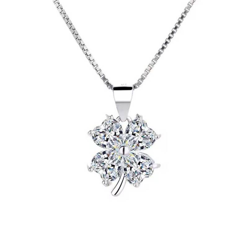 ROUGEMONT Kette mit Anhänger Funkelnde Kleeblatt Anhänger Halskette 925 Sterling Silber, Echtschmuck von ROUGEMONT