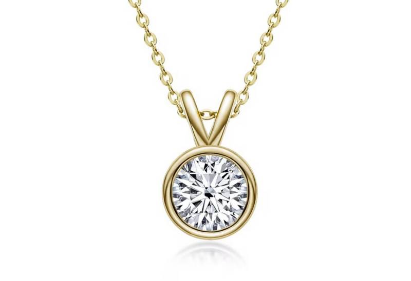 ROUGEMONT Kette mit Anhänger Funkelnde Moissanit Damen Anhänger Halskette 6,5mm 45cm 2ct, Echtschmuck mit Echtheitszertifikat von ROUGEMONT