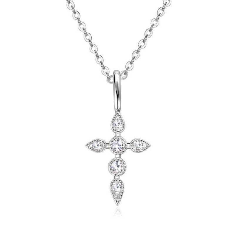 ROUGEMONT Kette mit Anhänger Funkelnde Moissanit Kreuz Halskette 925 Silber Unisex, Echtschmuck von ROUGEMONT