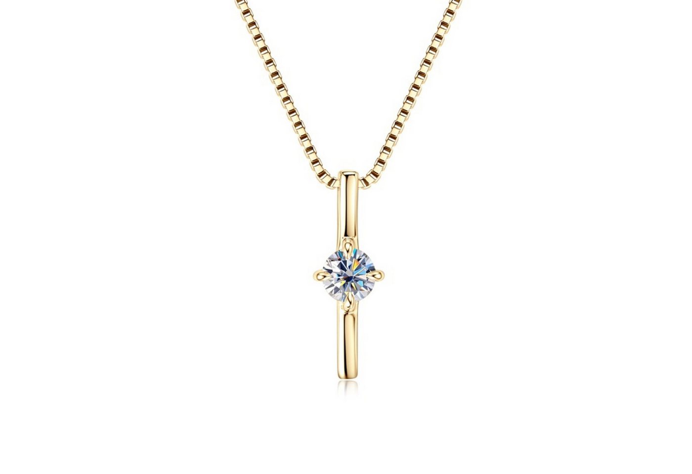 ROUGEMONT Kette mit Anhänger Moissanit Damen Halskette mit Echtheitszertifikat 45cm, Echtschmuck mit Echtheitszertifikat von ROUGEMONT