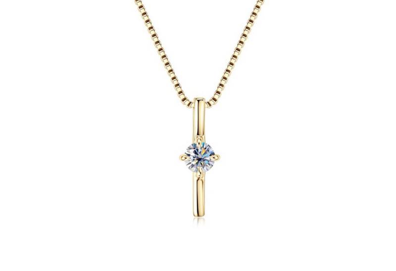 ROUGEMONT Kette mit Anhänger Moissanit Damen Halskette mit Echtheitszertifikat 45cm VVS1, Echtschmuck mit Echtheitszertifikat von ROUGEMONT