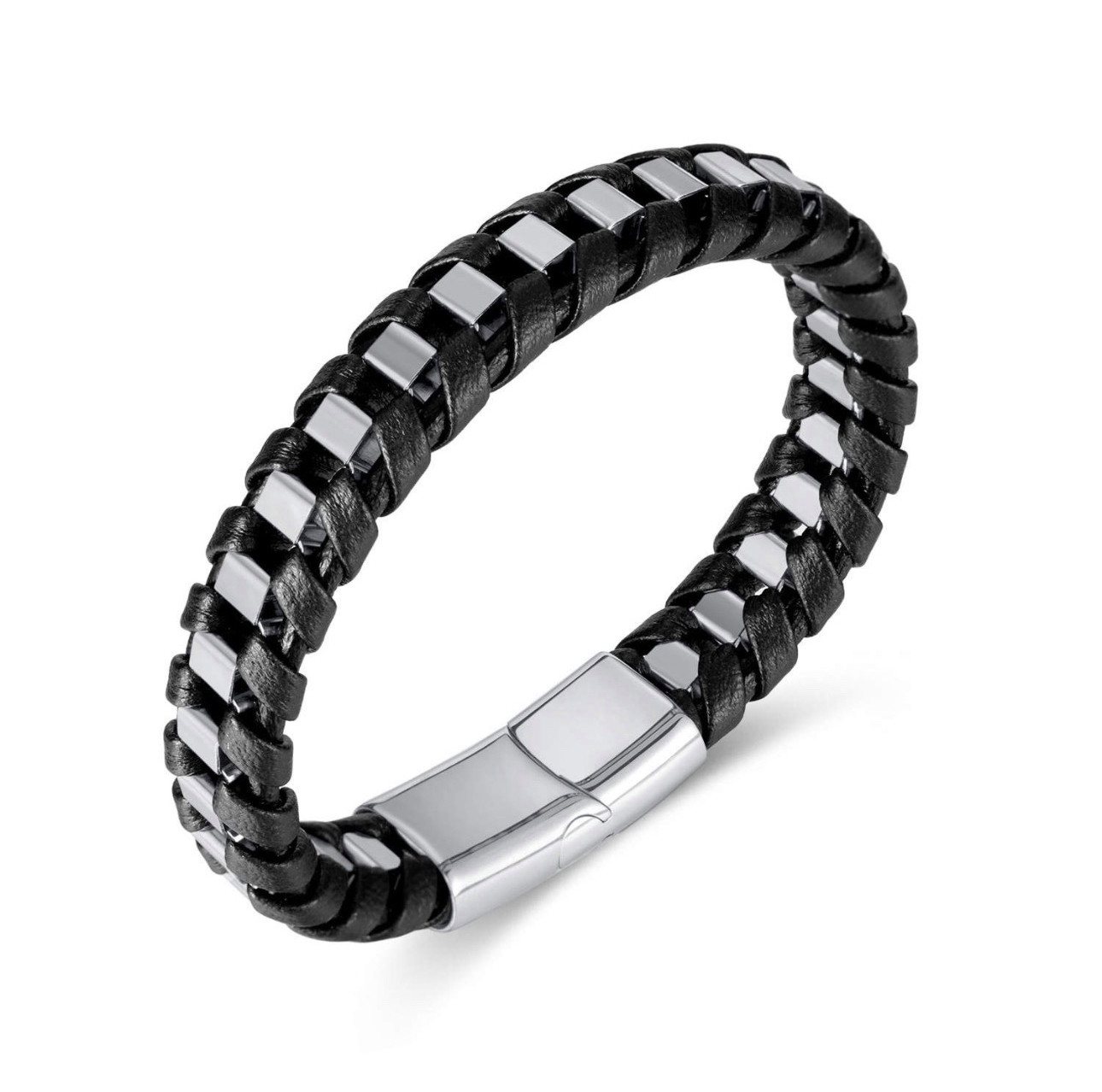 ROUGEMONT Lederarmband Handgefertigtes Herren Lederarmband Echtleder Edelstahl 22cm von ROUGEMONT