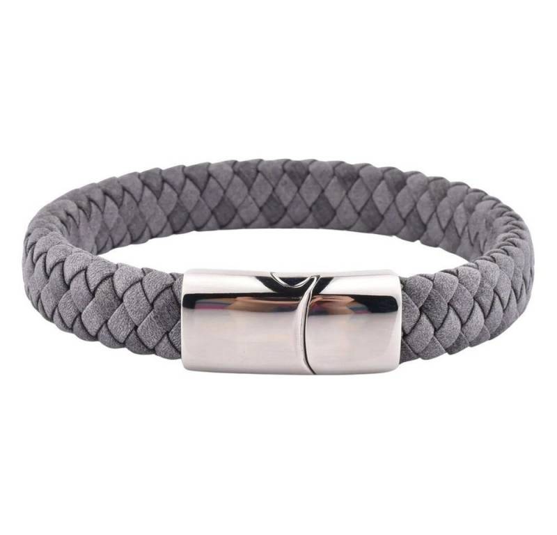 ROUGEMONT Lederarmband Modernes Handgefertigtes Echterer Herren Armband Grau 21cm, Echtes Leder von ROUGEMONT