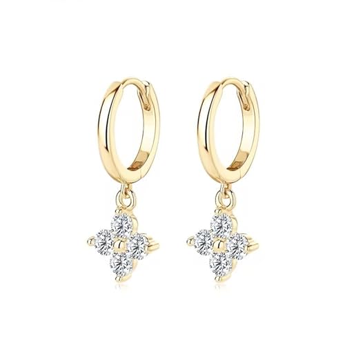 ROUGEMONT Moissanit Creolen, 925 Sterling Silber, 18K Gold Vergoldung, Kleeblatt Design, GRA Zertifiziert von ROUGEMONT