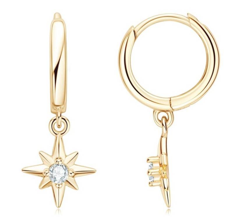 ROUGEMONT Ohrhänger-Set Funkelnde Moissanit Creolen Sterne 925 Sterling Silber +Zertifikat, Echtschmuck von ROUGEMONT