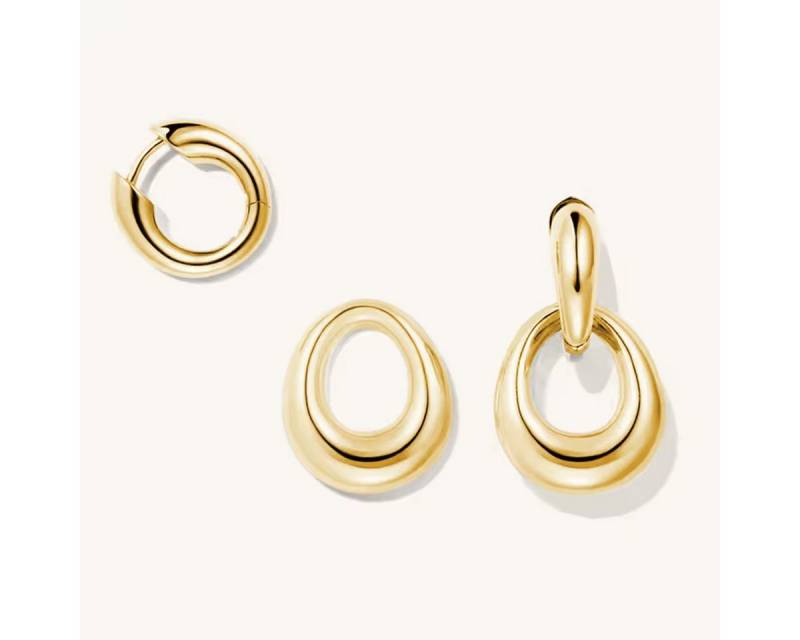 ROUGEMONT Paar Creolen Extravagante Damen Doppel Creolen Ohrringe wasserfest Hypoallergen, Wasserfest von ROUGEMONT