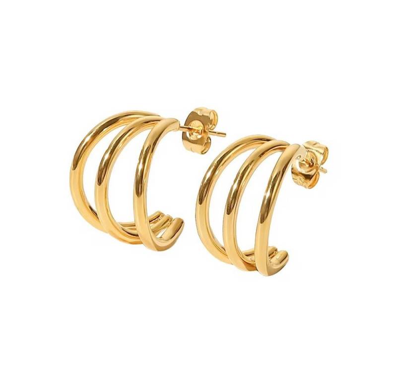 ROUGEMONT Paar Creolen Damen Double-Creolen Ohrringe aus Edelstahl 18K Gold wasserfest, Hypoallergen von ROUGEMONT