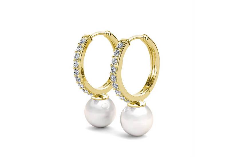 ROUGEMONT Paar Creolen Damen Perlen Ohrringe Creolen Beautschmuck 925 Sterling Silber, Hypoallergen von ROUGEMONT