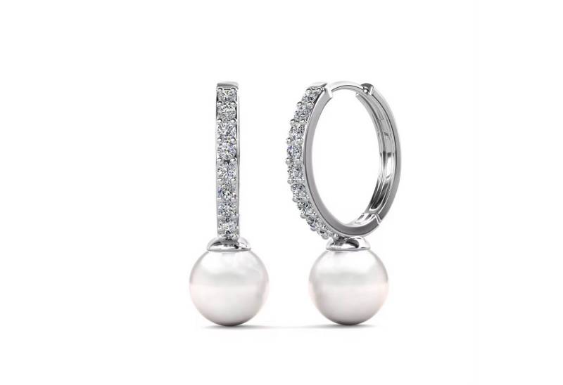 ROUGEMONT Paar Creolen Damen Perlen Ohrringe Creolen Beautschmuck 925 Sterling Silber, Hypoallergen von ROUGEMONT