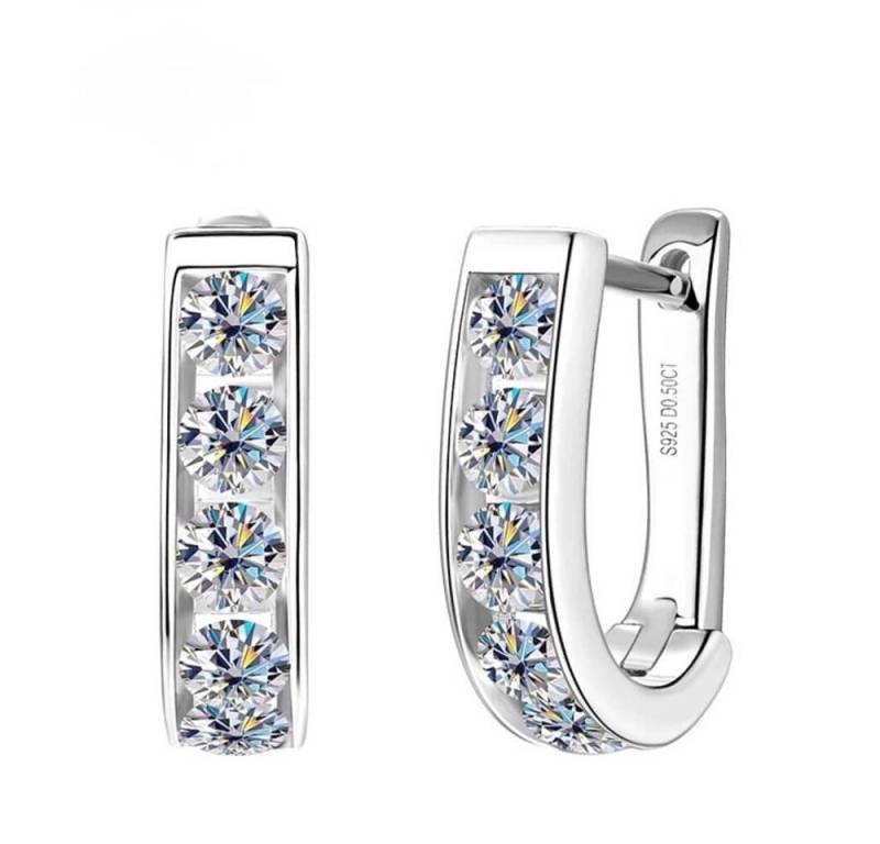 ROUGEMONT Paar Creolen Exklusive klassische Moissanit Creolen 925 Silber 18K Gold, Echtschmuck von ROUGEMONT