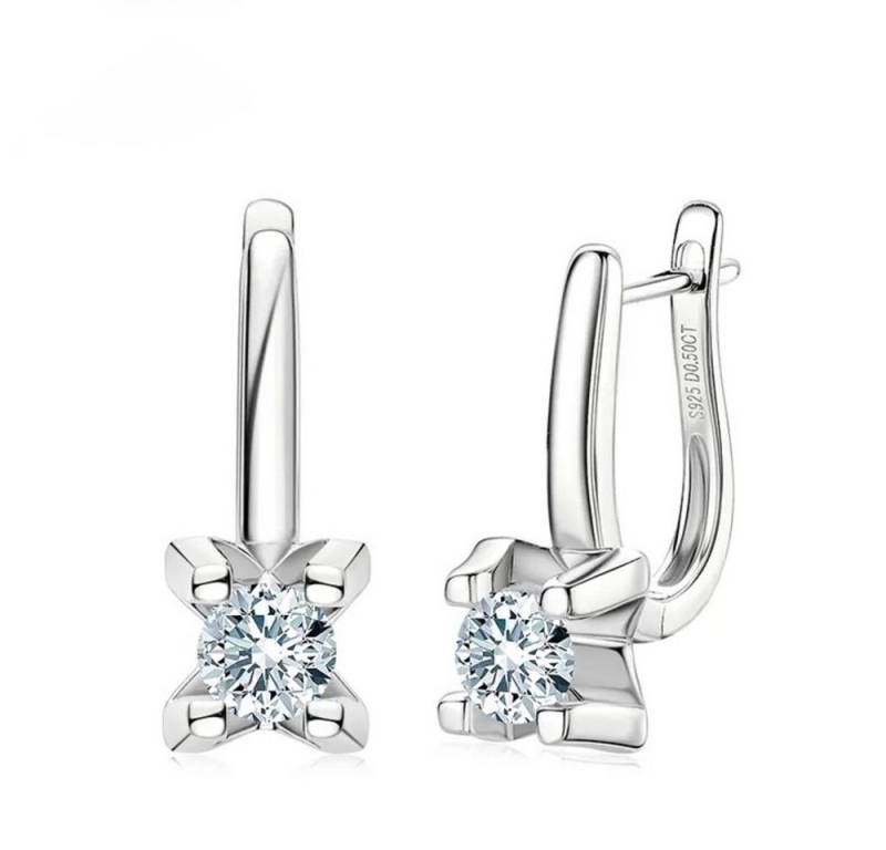 ROUGEMONT Paar Creolen Exquisite Moissanit Creolen +Echtheitszertifikat 6,5mm 1ct, Echtschmuck von ROUGEMONT