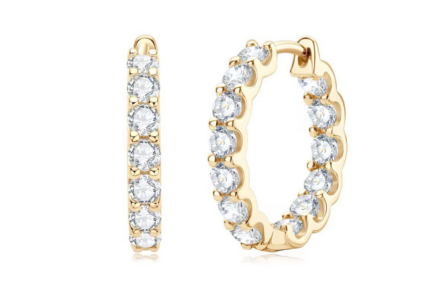 ROUGEMONT Paar Creolen Exquisite funkelnde Moissanit Creolen Ohrringe Gold, Echtschmuck mit Echtheitszertifikat von ROUGEMONT