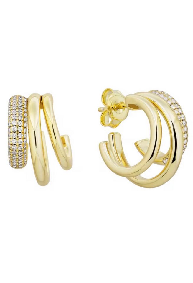 ROUGEMONT Paar Creolen Extravagante Creolen Ohrringe 18K Gold 925 Sterling Silber, Wasserfest von ROUGEMONT