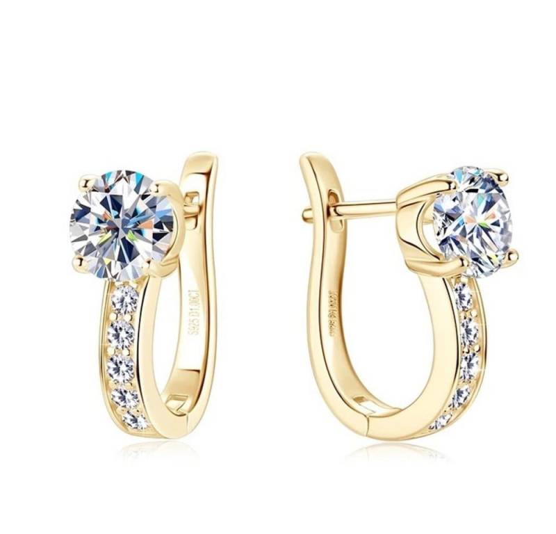 ROUGEMONT Paar Creolen Funkelnde Creolen Moissanit Ohrringe mit Echtheitszertifikat 1ct Gold, Echtschmuck von ROUGEMONT