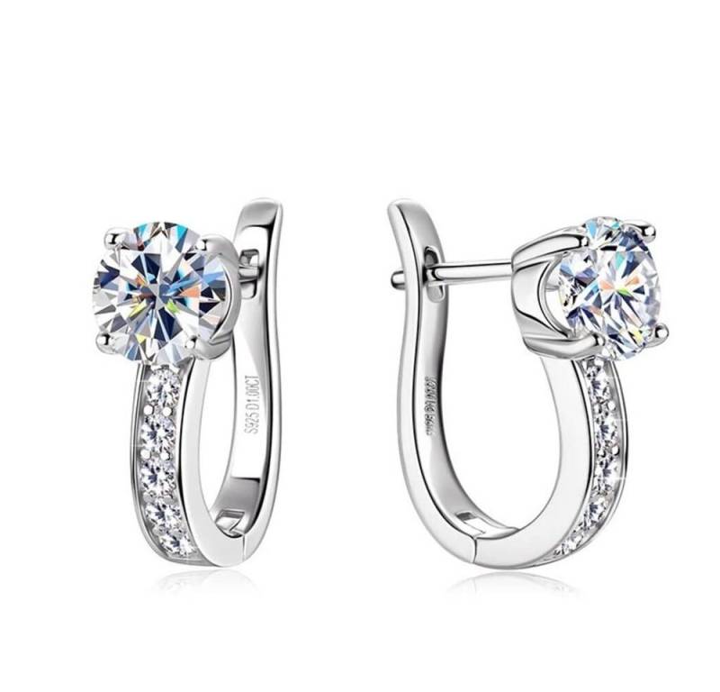 ROUGEMONT Paar Creolen Funkelnde Creolen Moissanit Ohrringe mit Echtheitszertifikat 1ct Gold, Echtschmuck von ROUGEMONT