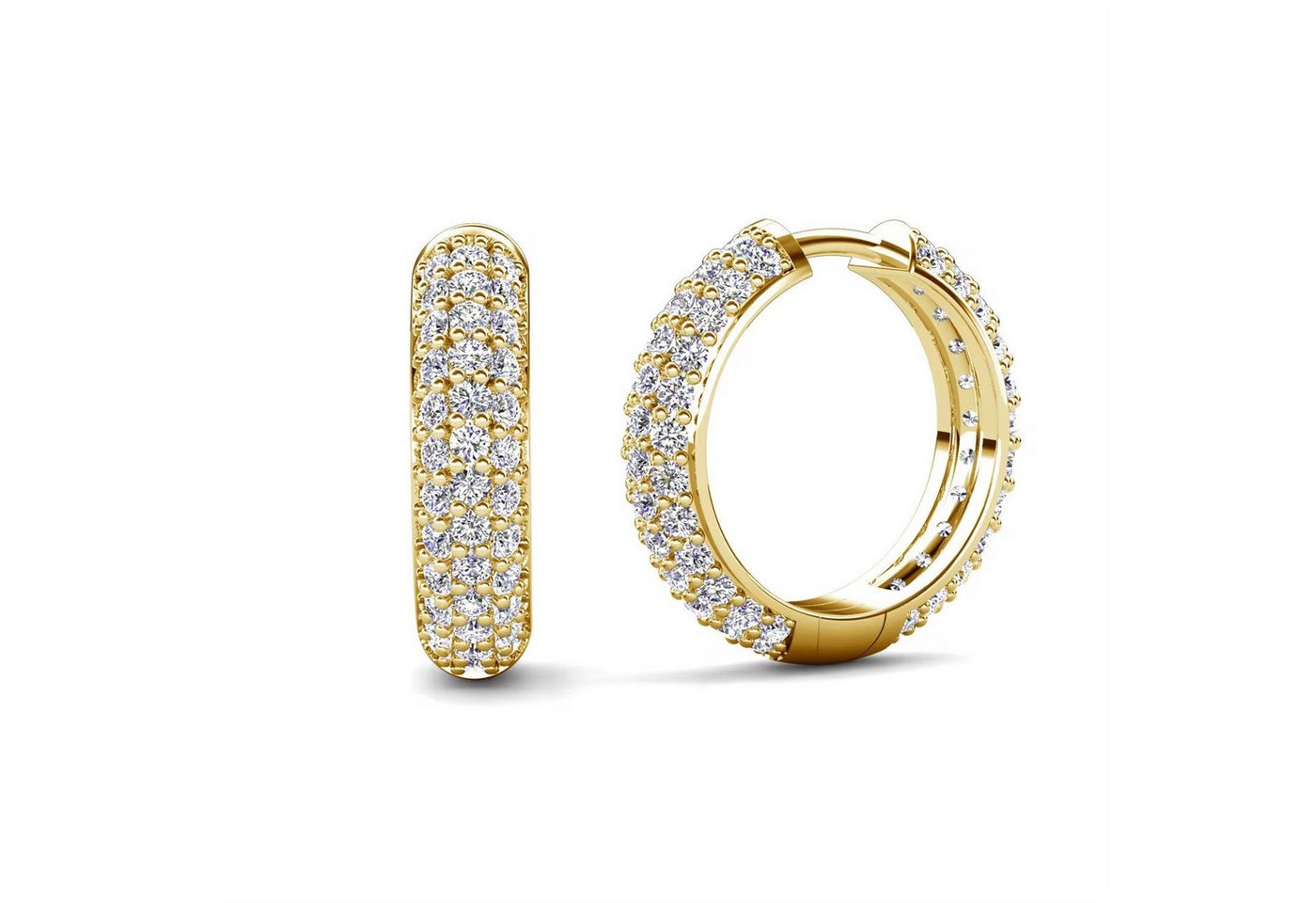 ROUGEMONT Paar Creolen Funkelnde Creolen Ohrringe 925 Silber 18K Gold 4A CZ, Echtschmuck ROUGEMONT Paar Creolen Funkelnde Creolen Ohrringe 925 Silber 18K Gold 4A CZ, Echtschmuck von ROUGEMONT