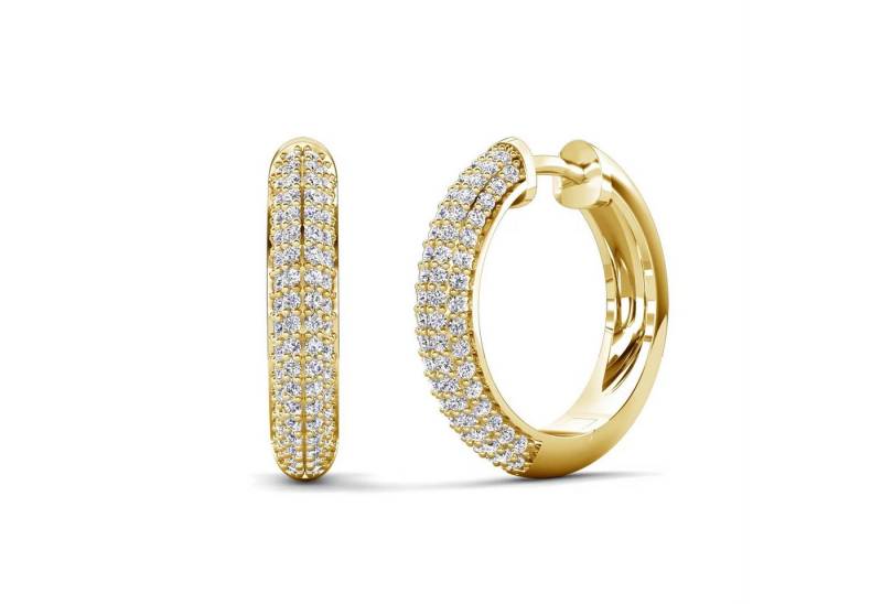 ROUGEMONT Paar Creolen Funkelnde Creolen Ohrringe 925 Silber 18K Gold 4A CZ, Echtschmuck von ROUGEMONT