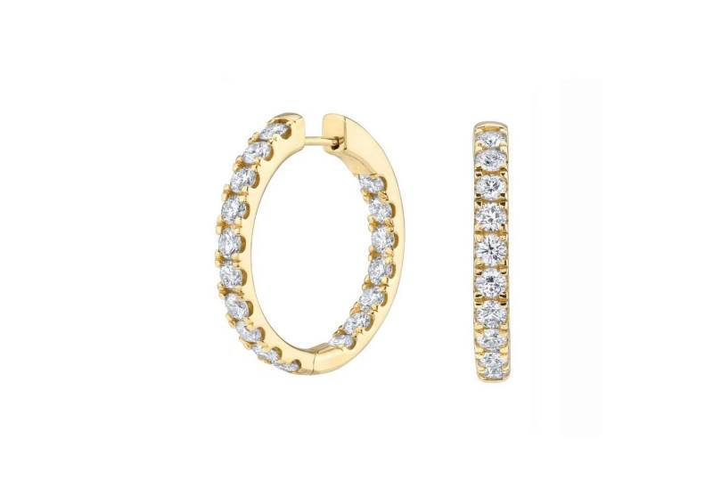 ROUGEMONT Paar Creolen Funkelnde Creolen Ohrringe 925 Sterling Silber 20mm 18K Gold, Echtschmuck von ROUGEMONT