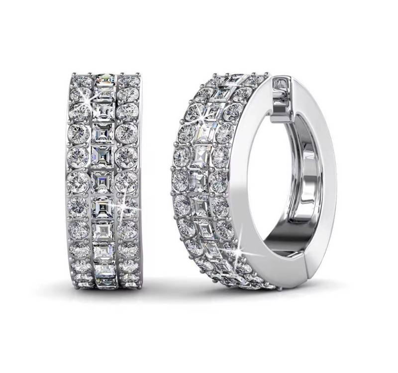 ROUGEMONT Paar Creolen Funkelnde Damen Trend Creolen Ohrringe Kristall Ohrringe von ROUGEMONT