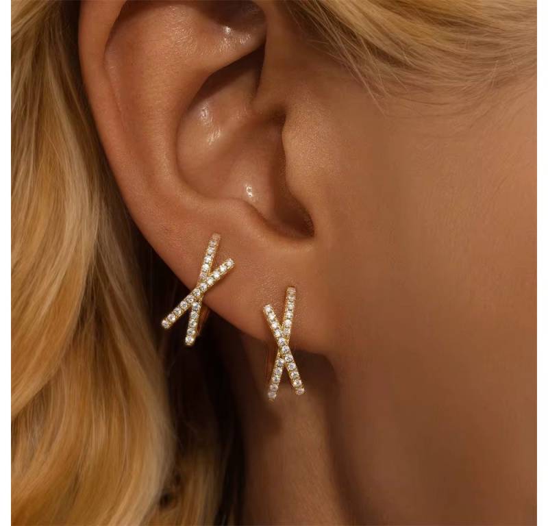 ROUGEMONT Paar Creolen Funkelnde Damen Creolen Ohrringe 4AZirkonia, 4A Zirkonia von ROUGEMONT