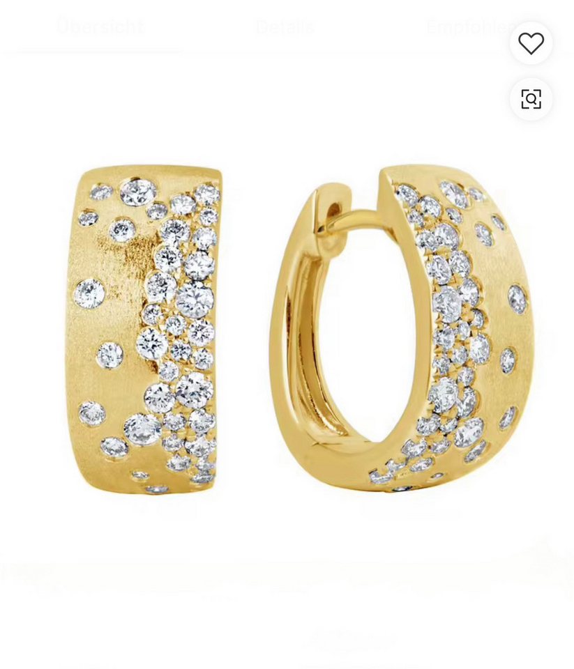 ROUGEMONT Paar Creolen Funkelnde Damen Creolen Ohrringe 925 Silber 18K Gold, Echtschmuck von ROUGEMONT