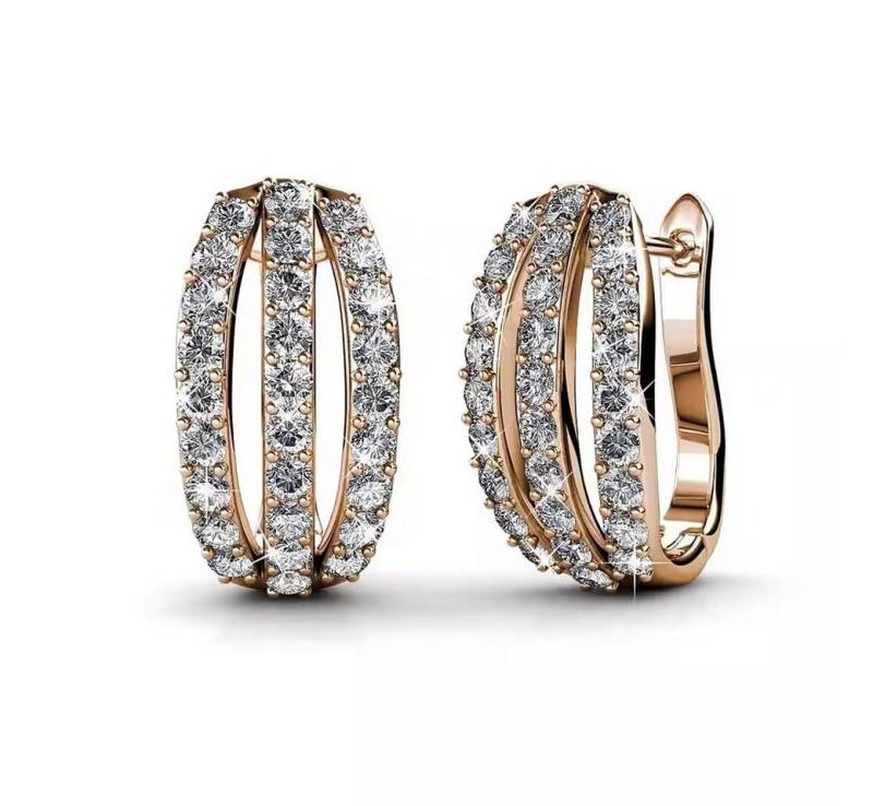 ROUGEMONT Paar Creolen Funkelnde Damen Creolen Ohrringe Hypoallergen Brautschmuck, Hypoallergen von ROUGEMONT