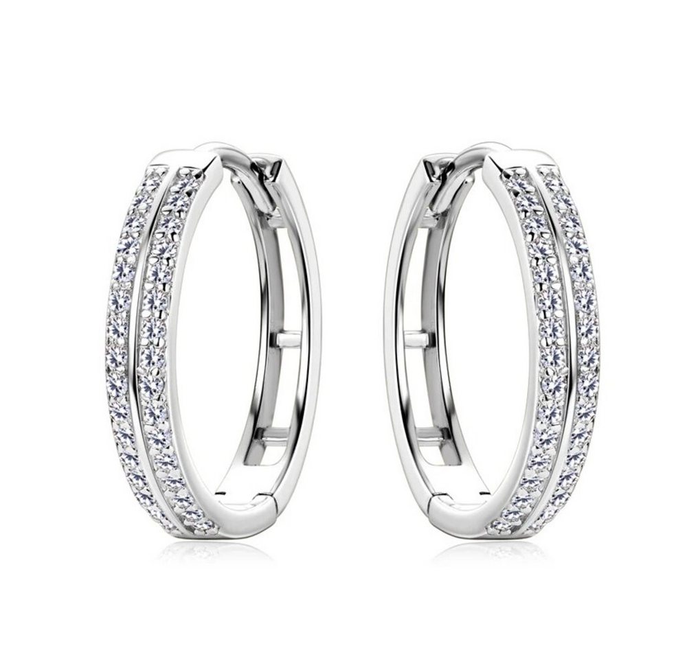 ROUGEMONT Paar Creolen Funkelnde Damen Moissanit Creolen 18mm Gold 925 Sterling Silber, Echtschmuck von ROUGEMONT