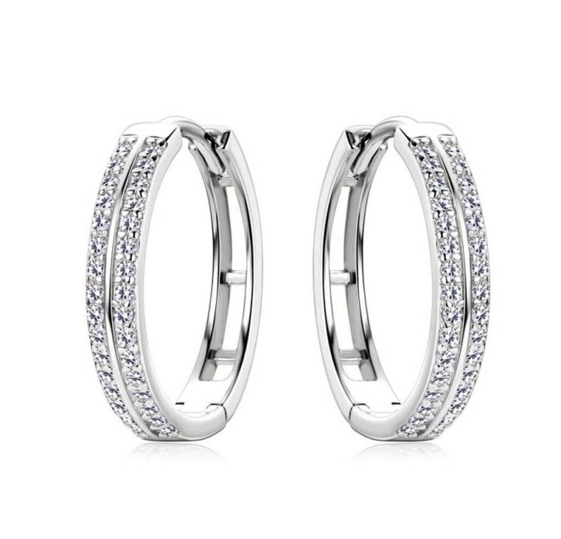 ROUGEMONT Paar Creolen Funkelnde Damen Moissanit Creolen 18mm Gold 925 Sterling Silber, Echtschmuck von ROUGEMONT