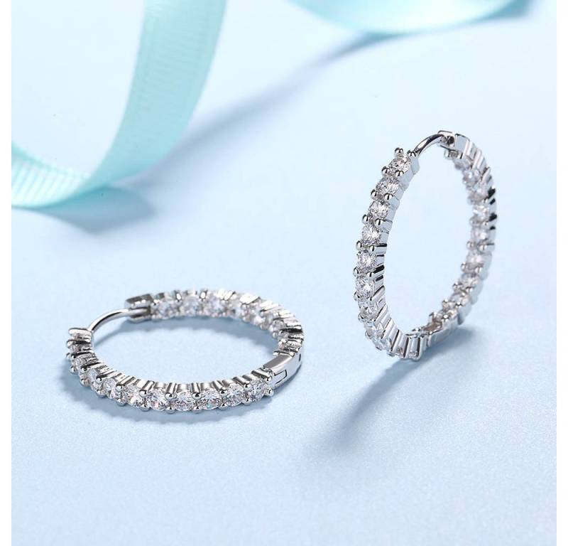 ROUGEMONT Paar Creolen Funkelnde Damen Zirkonia Creolen Ohrringe 925 Sterling Silber, Echtschmuck von ROUGEMONT