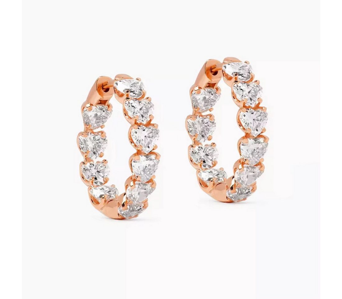 ROUGEMONT Paar Creolen Funkelnde Herz Creolen Ohrringe 925 Silber 18K Gold, Echtschmuck von ROUGEMONT