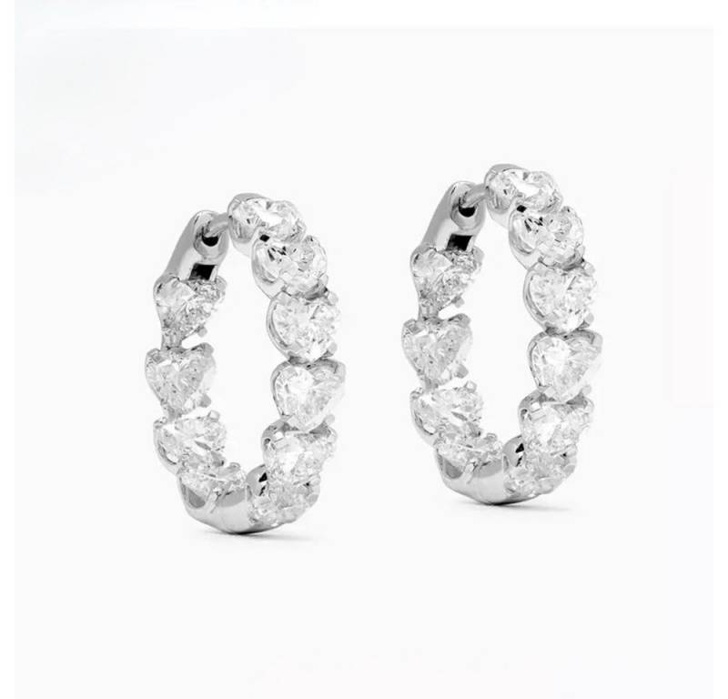 ROUGEMONT Paar Creolen Funkelnde Herz Creolen Ohrringe 925 Silber 18K Gold, Echtschmuck von ROUGEMONT