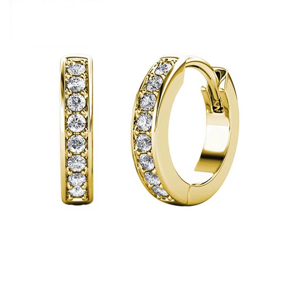 ROUGEMONT Paar Creolen Funkelnde Kristall Creolen Hypoallergen 13mm Wasserfest, Hypoallergen von ROUGEMONT