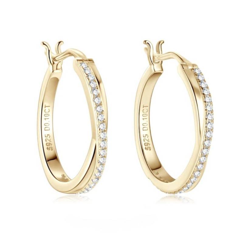 ROUGEMONT Paar Creolen Funkelnde Moissanit Creolen Ohrringe 9mm 0,04ct, Echtschmuck von ROUGEMONT