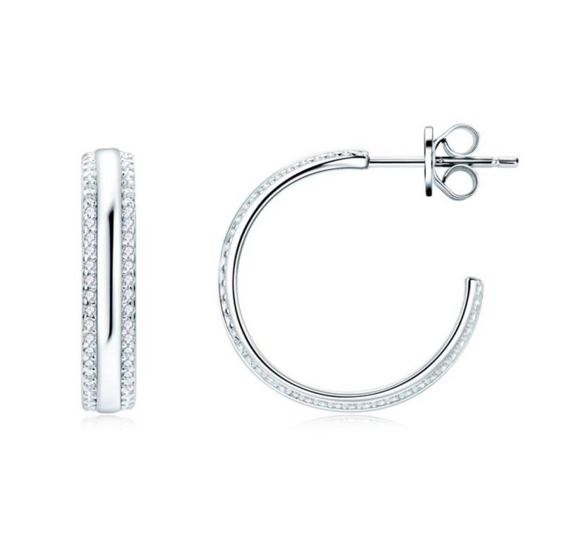 ROUGEMONT Paar Creolen Funkelnde Moissanit Creolen Ohrringe Luxor 925 Silber 18K Gold 20mm, Echtschmuck mit Zertifikat von ROUGEMONT