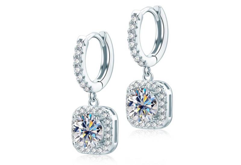 ROUGEMONT Paar Creolen Funkelnde Moissanit Creolen Ohrringe mit Echtheitszertifikat, Echtschmuck mit Echtheitszertifikat von ROUGEMONT