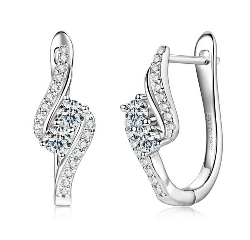 ROUGEMONT Paar Creolen Funkelnde Moissanit Creolen Ohrringe mit Echtheitszertifikat, Echtschmuck mit Echtheitszertifikat von ROUGEMONT