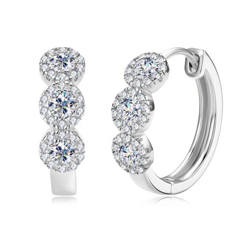 ROUGEMONT Paar Creolen Funkelnde Moissanit Damen Creolen Ohrringe 925 Silber, Echtschmuck von ROUGEMONT