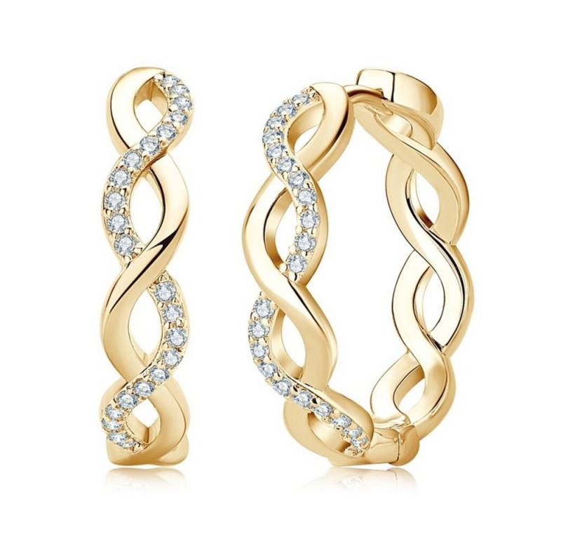 ROUGEMONT Paar Creolen Funkelnde Damen Moissanit Creolen Ohrringe 18K Gold, 925 Sterling Silber von ROUGEMONT