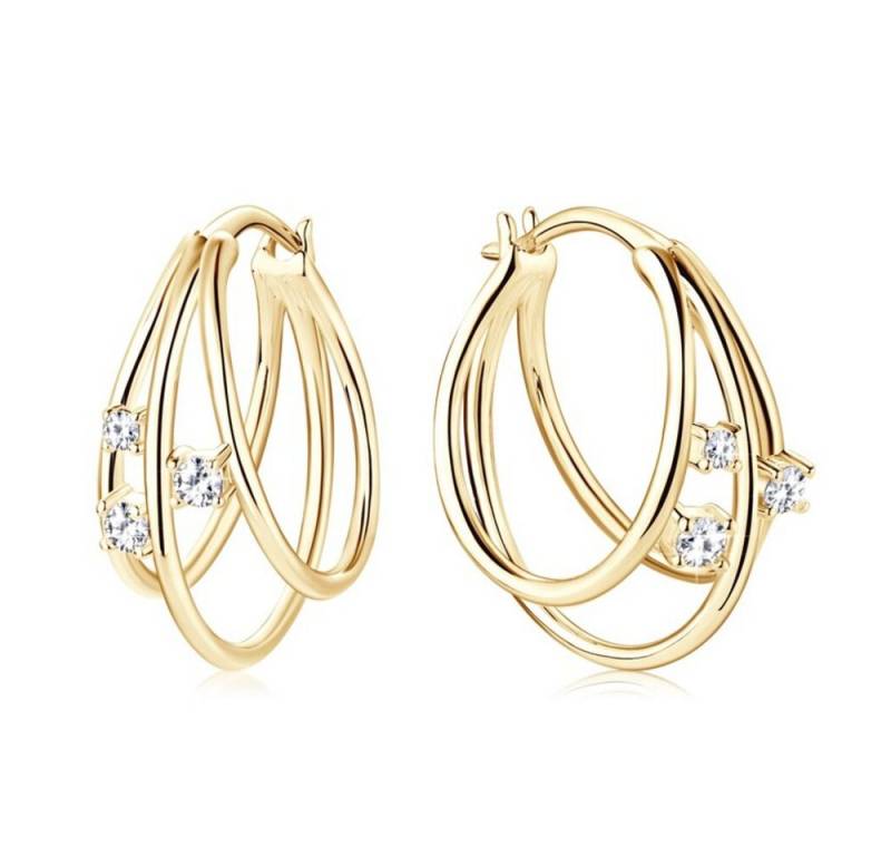 ROUGEMONT Paar Creolen Funkelnde Moissanit Creolen Ohrringe mit Zertifikat Gold, Hypoallergen von ROUGEMONT