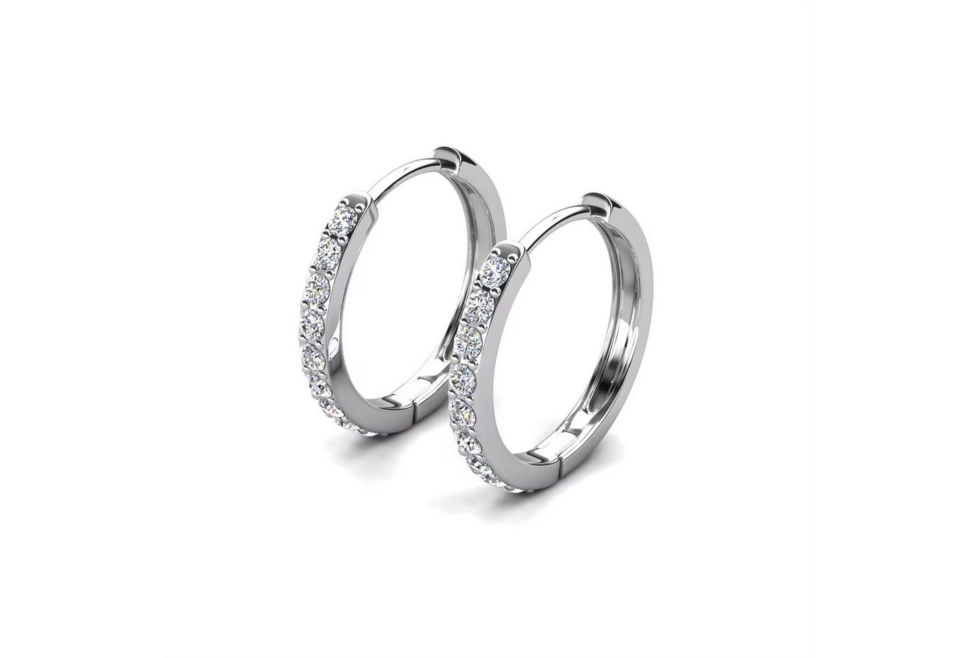 ROUGEMONT Paar Creolen Funkelnde zeitlose Creolen Ohrringe mit Zirkonia Besatz 925 Silber, Echtschmuck von ROUGEMONT