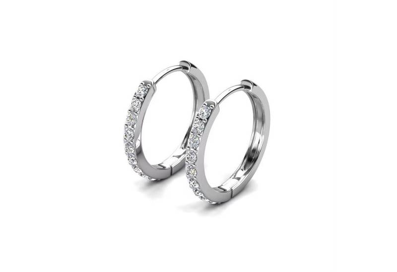 ROUGEMONT Paar Creolen Funkelnde zeitlose Creolen Ohrringe mit Zirkonia Besatz 925 Silber, Echtschmuck von ROUGEMONT